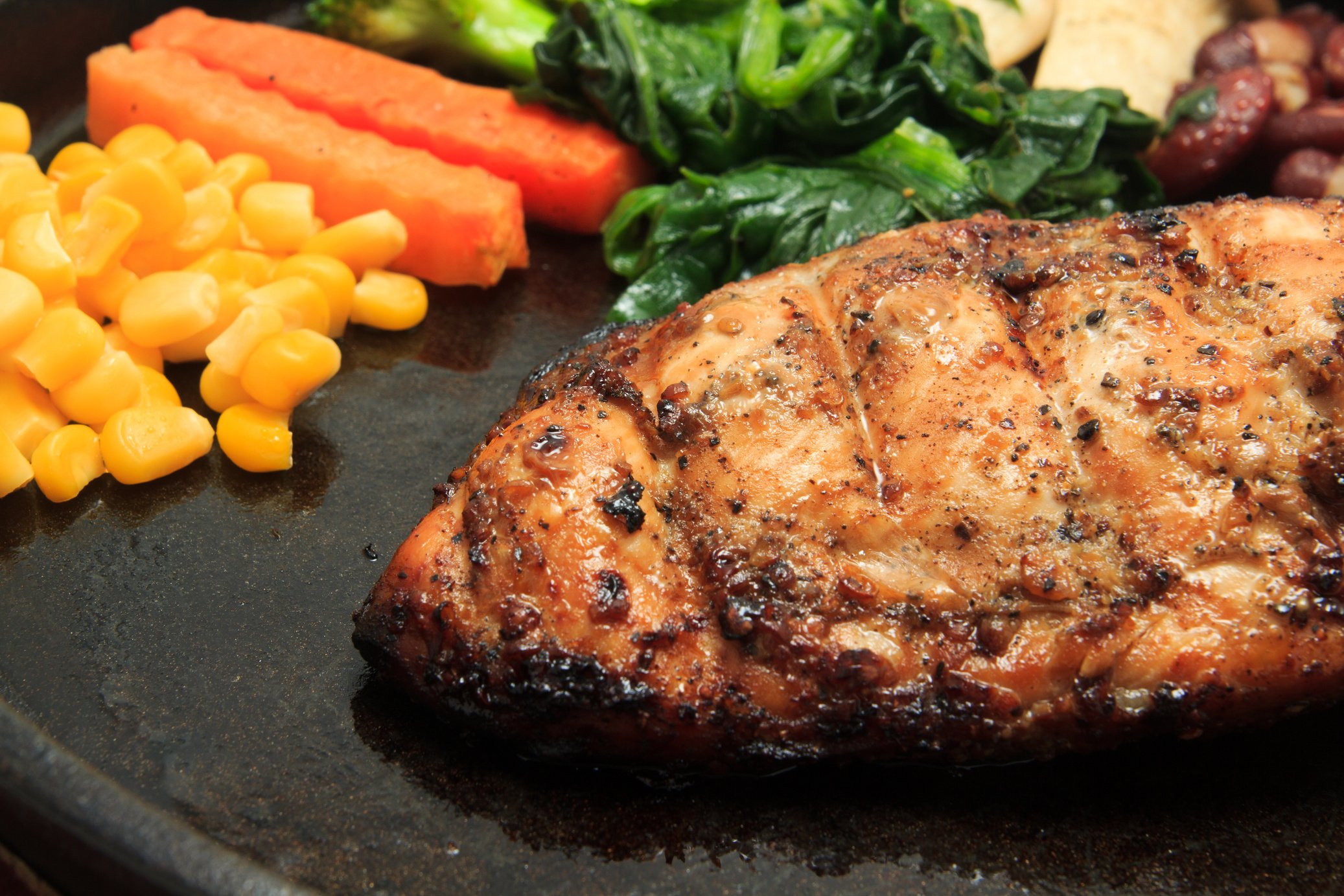 Black pepper chicken steak and vegetables